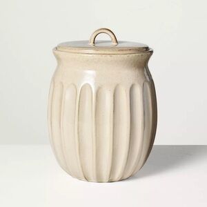 128oz Fluted Stoneware Countertop Canister Tan - Hearth & Hand™ with Magnolia